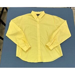 Esquel Womens Yellow Button Down Long Sleeve Shirt Size 38 Medium